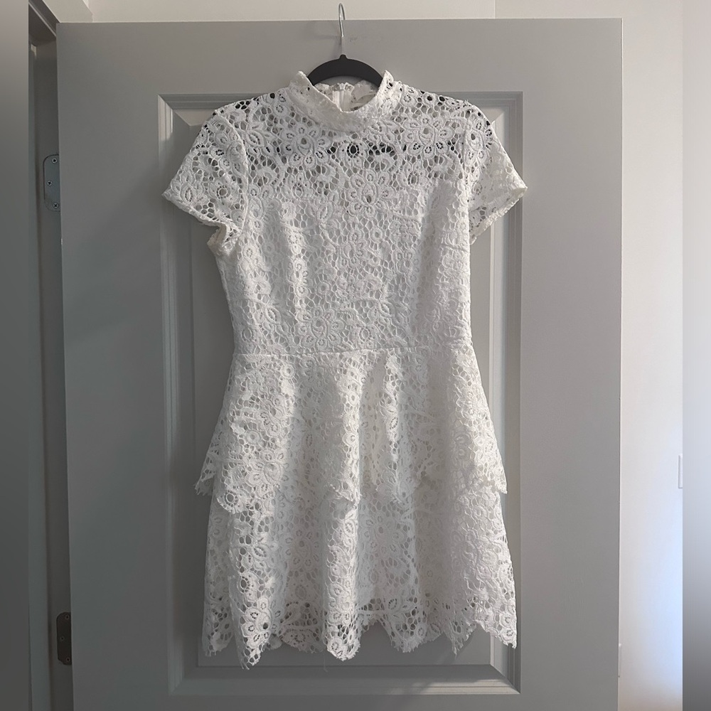 White lace mini dress